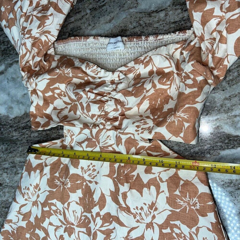 Lovers + Friends x Revolve Kacey Mini Dress Caramel Brown Floral, Women’s Small - Picture 7 of 15